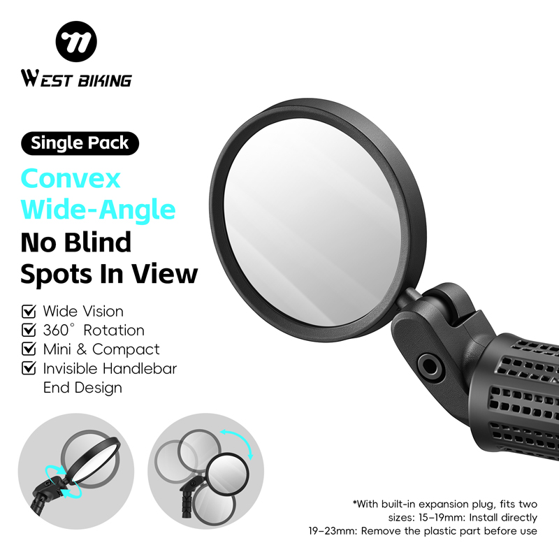 Commuting With Road Bike - WEST BIKING Convex Bicycle Rearview Mirror