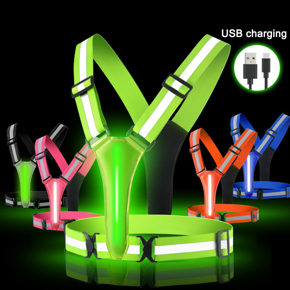 LED Running Vest USB Rechargea - Reflective Vest Cycling ulasan dan harga
