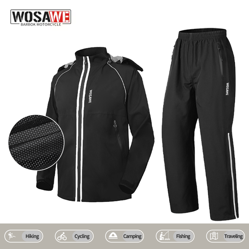 WOSAWE Reflective Motorcycle R - Cycling Commuter Rain Jacket ulasan dan harga