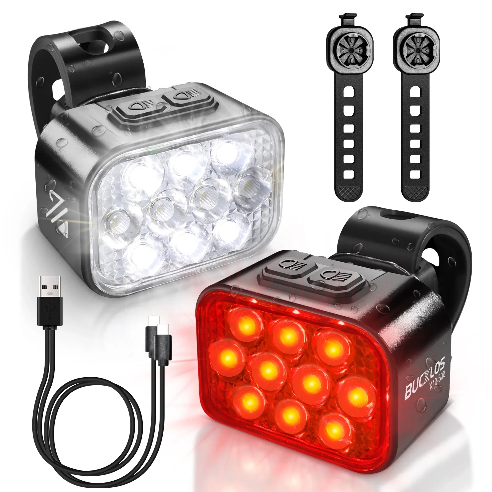 OEM/ODM BUCKLOS USB Charge Bic - Bike Light Front Rear ulasan dan harga