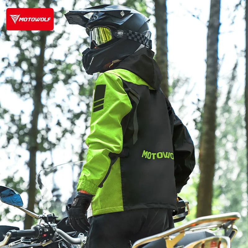 Motowolf Reflective Motorcycle - Cycling Commuter Rain Jacket ulasan dan harga