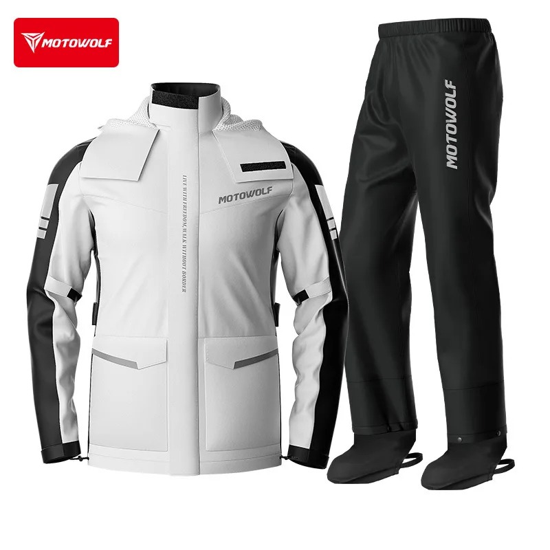 Motowolf Reflective Motorcycle - Cycling Commuter Rain Jacket ulasan dan harga