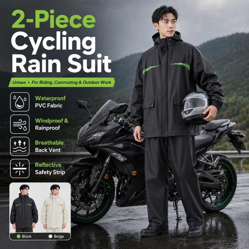 Unisex 2-Piece Waterproof Cycl - Cycling Commuter Rain Jacket ulasan dan harga