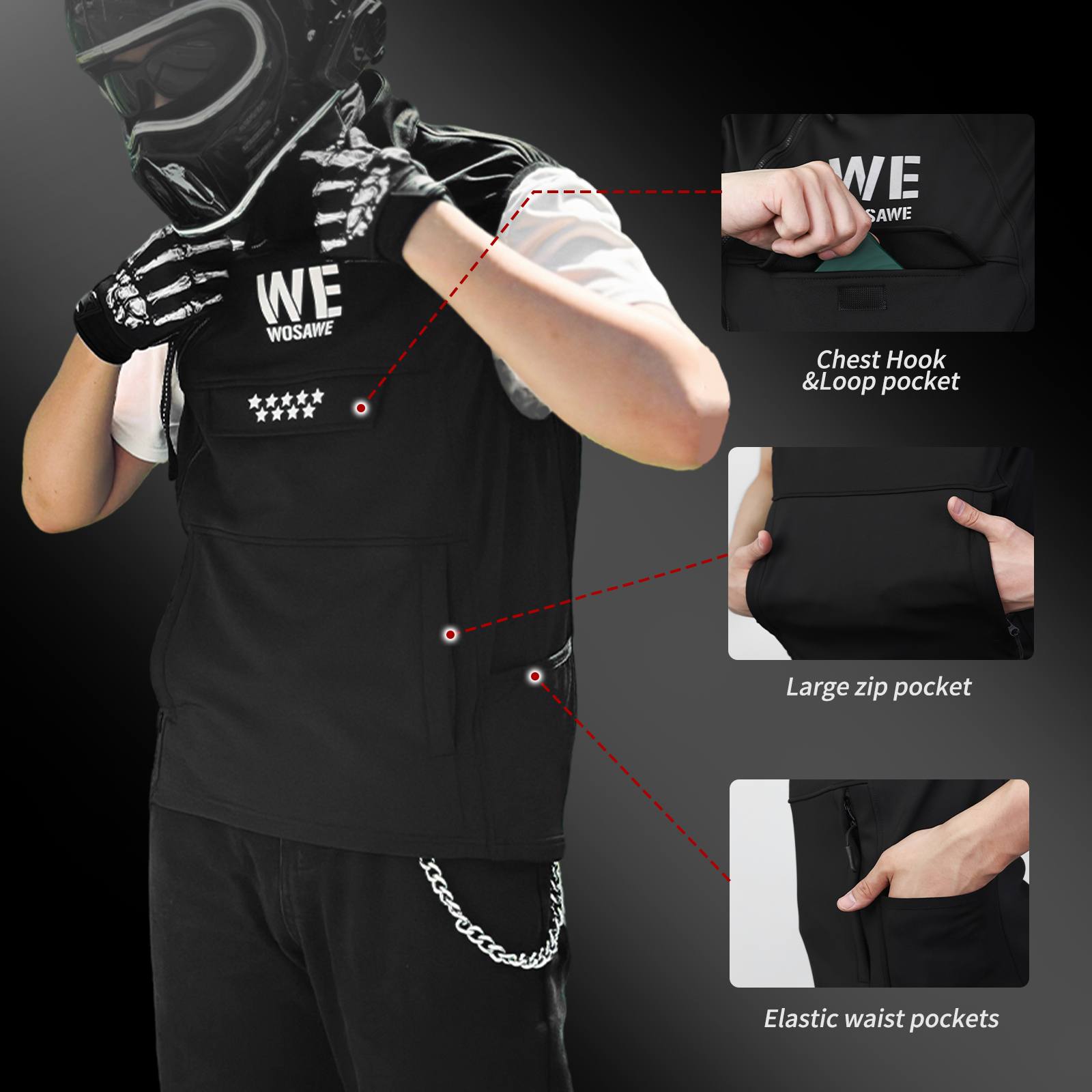 WOSAWE Winter Motorcycle Ridin - Reflective Vest Cycling ulasan dan harga